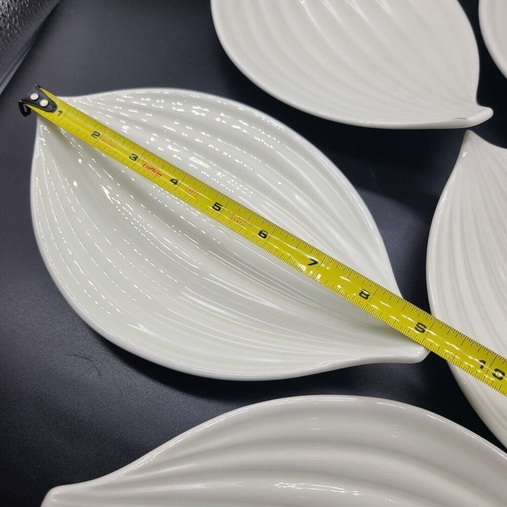 Set (5) Vintage MCM USA Serving Plates Dishes Ceramic Onion Ribbed Bowls - Picture 5 of 11